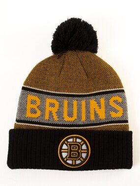 Boston Bruins Beanie Hat Fanatics Knit Pom Winter Cap NHL Licensed – Black/GOLD